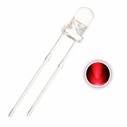 Clear Red LED 3mm 2V 620nM Super Bright Transparent - 10x 25x 50x 100x Pkgs - Envistia Mall