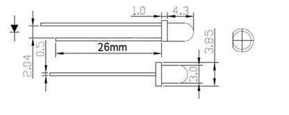 Clear Red LED 3mm 2V 620nM Super Bright Transparent - 10x 25x 50x 100x Pkgs - Envistia Mall