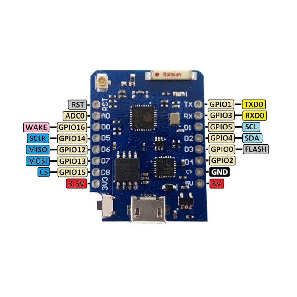 D1 Mini Pro NodeMCU WiFi LUA ESP8266 ESP-12 WeMos Microcontroller w/ Antenna - Envistia Mall