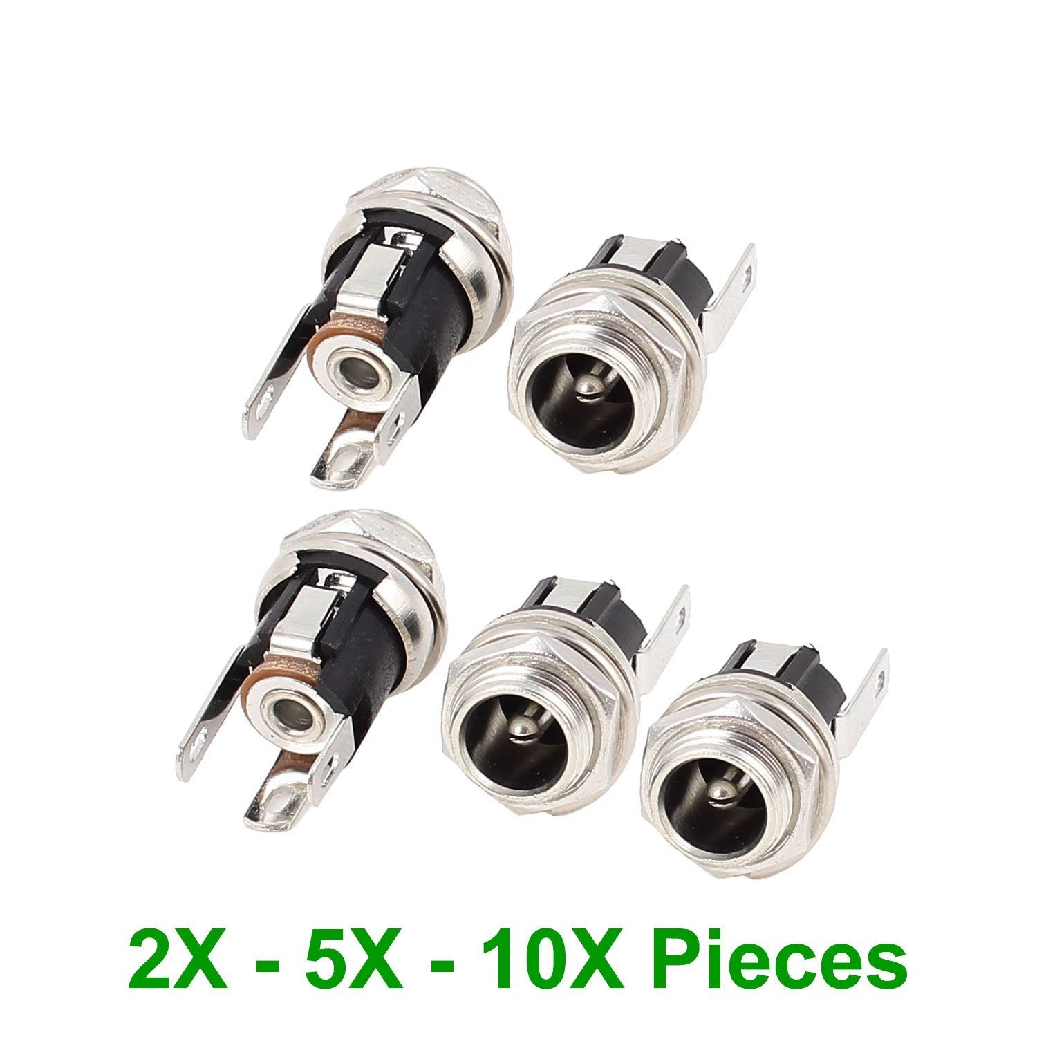 DC Power Supply Metal Jack Socket Female Panel Mount Connector 5.5 x 2.1mm 2/5/10 Pcs - Envistia Mall