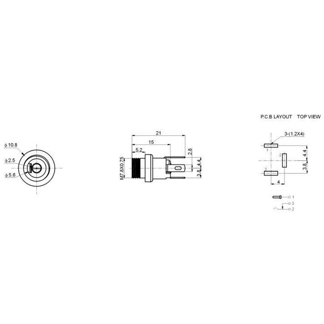 DC Power Supply Metal Jack Socket Female Panel Mount Connector 5.5 x 2.1mm 2/5/10 Pcs - Envistia Mall