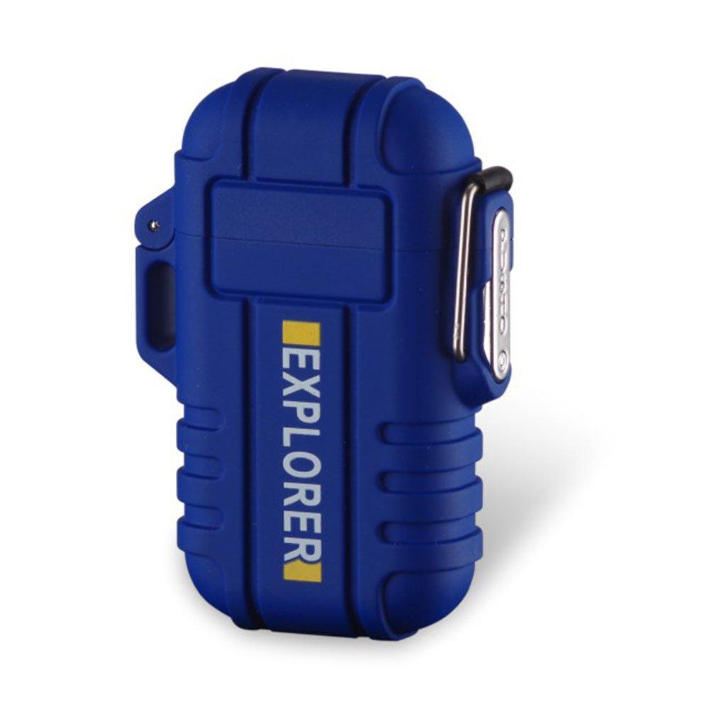 Blue Dual Arc Plasma Electric Rechargeable Flameless Lighter Waterproof Windproof for Camping, Hiking, Skiing, Outdoor Adventure from Envistia Mall