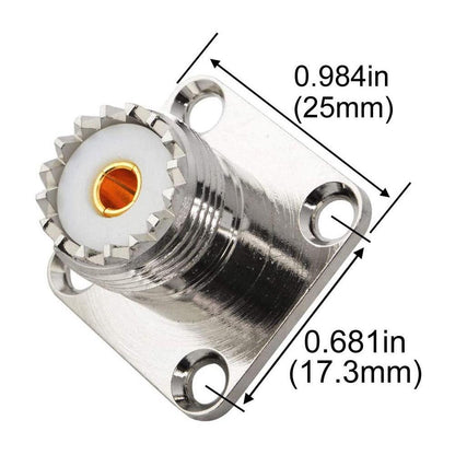 Flange Mount UHF SO-239 Female Jack RF Panel Connector 4 Hole Solder Cup - Envistia Mall