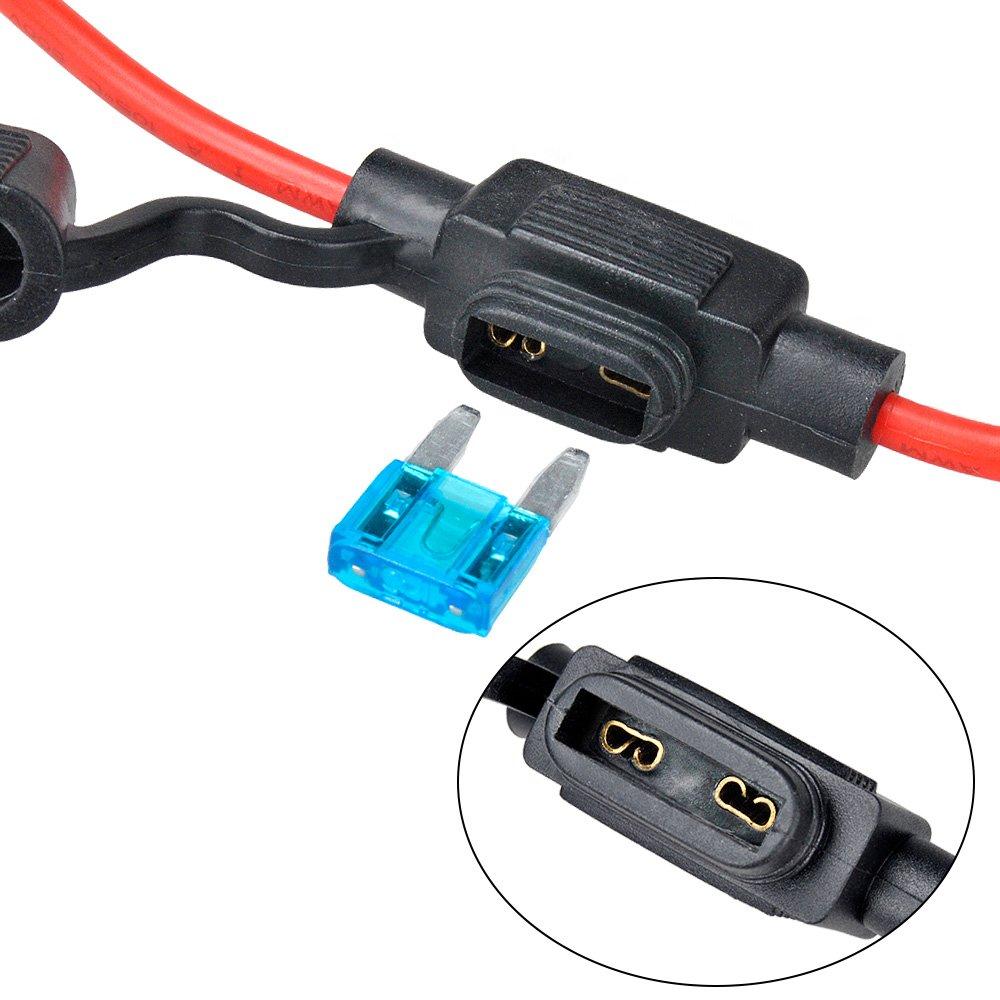 In-Line Waterproof Auto Mini Blade ATC 10A/15A/30A/40A Fuse Holder with 10AWG Wire from Envistia Mall