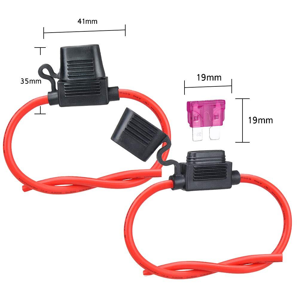 In-Line Waterproof Auto Mini Blade ATC 10A/15A/30A/40A Fuse Holder with 10AWG Wire from Envistia Mall