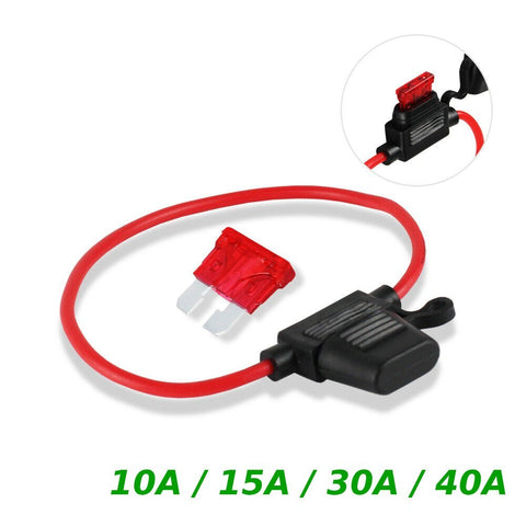 In-Line Waterproof Auto Mini Blade ATC 10A/15A/30A/40A Fuse Holder with 10AWG Wire - Envistia Mall