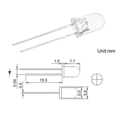 LED 5mm T1-3/4 3V 20mA White Ultra Bright Water Clear - 10x 25x 50x Piece Packages - Envistia Mall