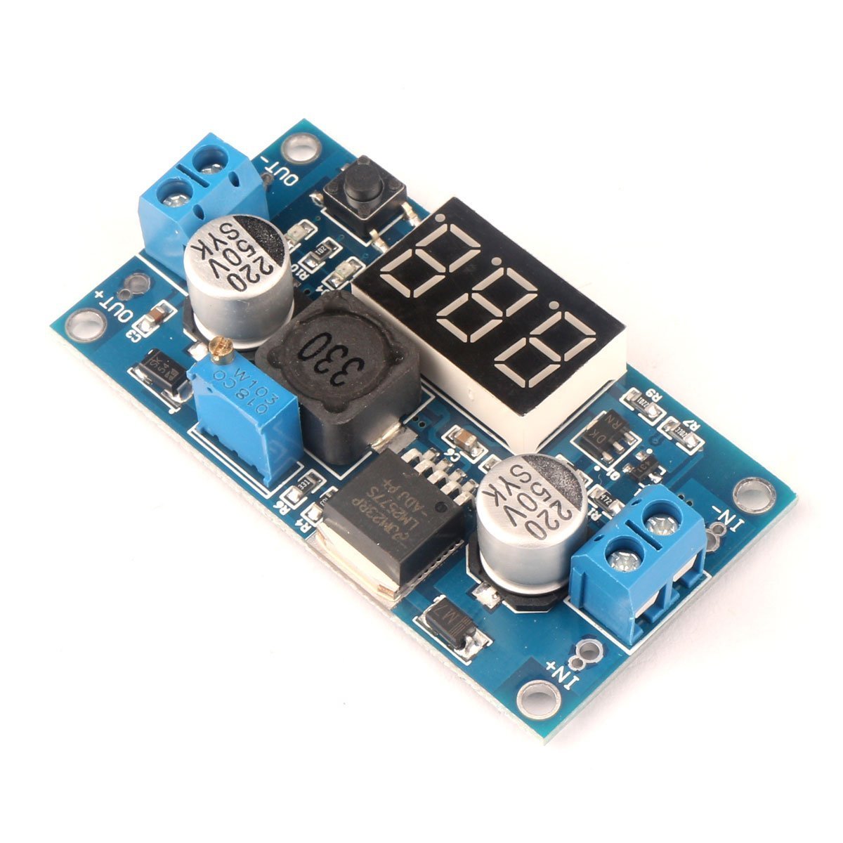 LM2596 DC-DC 4V-40V In / 1.3V to 35V Out 3A Buck Step Down Voltage Converter Module with Voltmeter - Envistia Mall