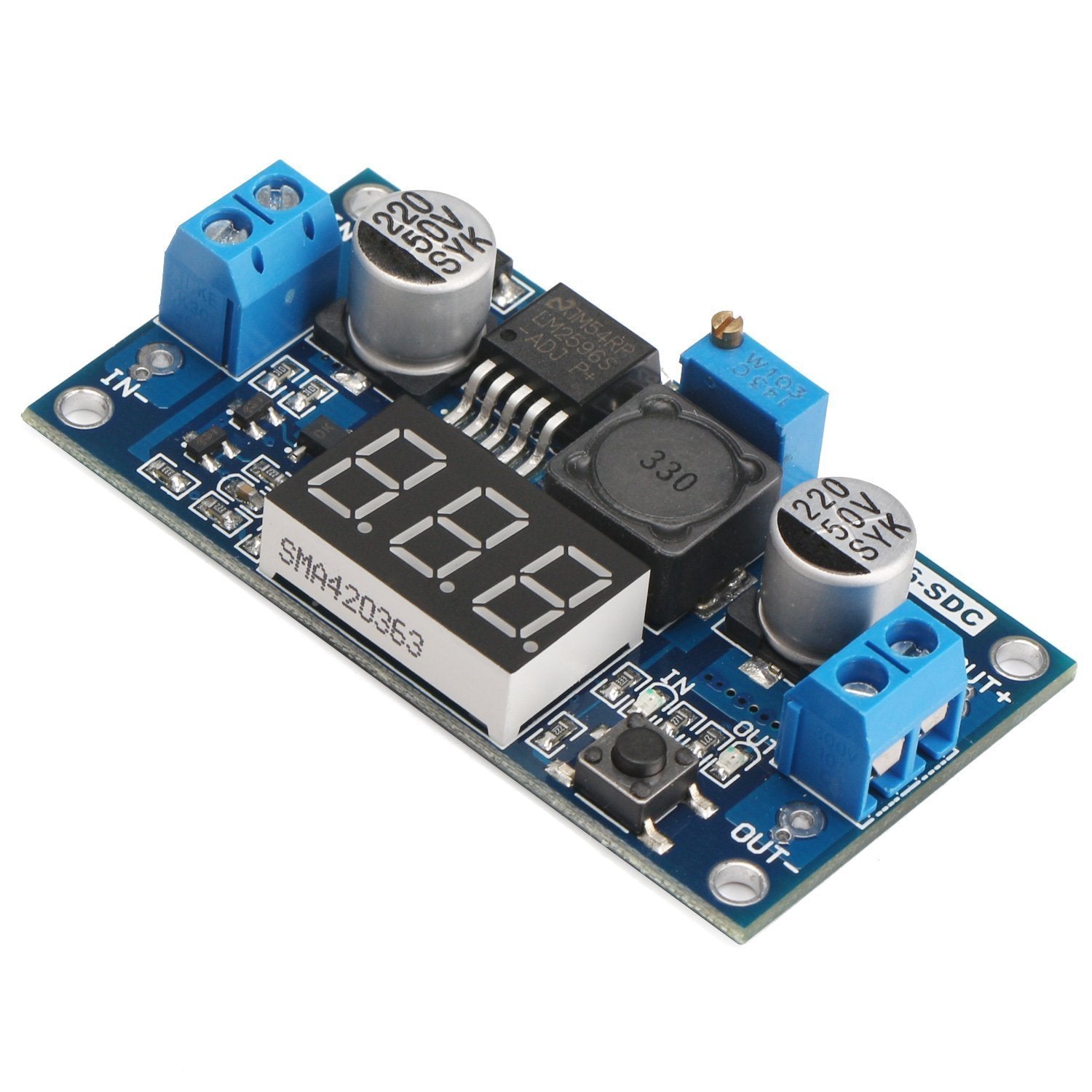 LM2596 DC-DC 4V-40V In / 1.3V to 35V Out 3A Buck Step Down Voltage Converter Module with Voltmeter - Envistia Mall