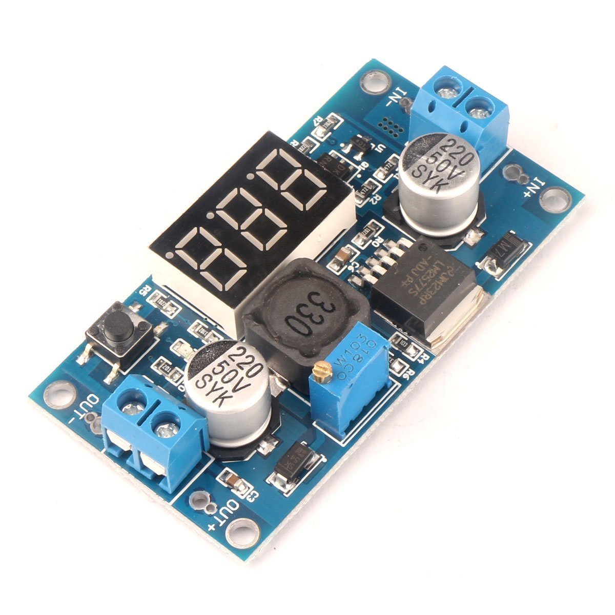 LM2596 DC-DC 4V-40V In / 1.3V to 35V Out 3A Buck Step Down Voltage Converter Module with Voltmeter - Envistia Mall