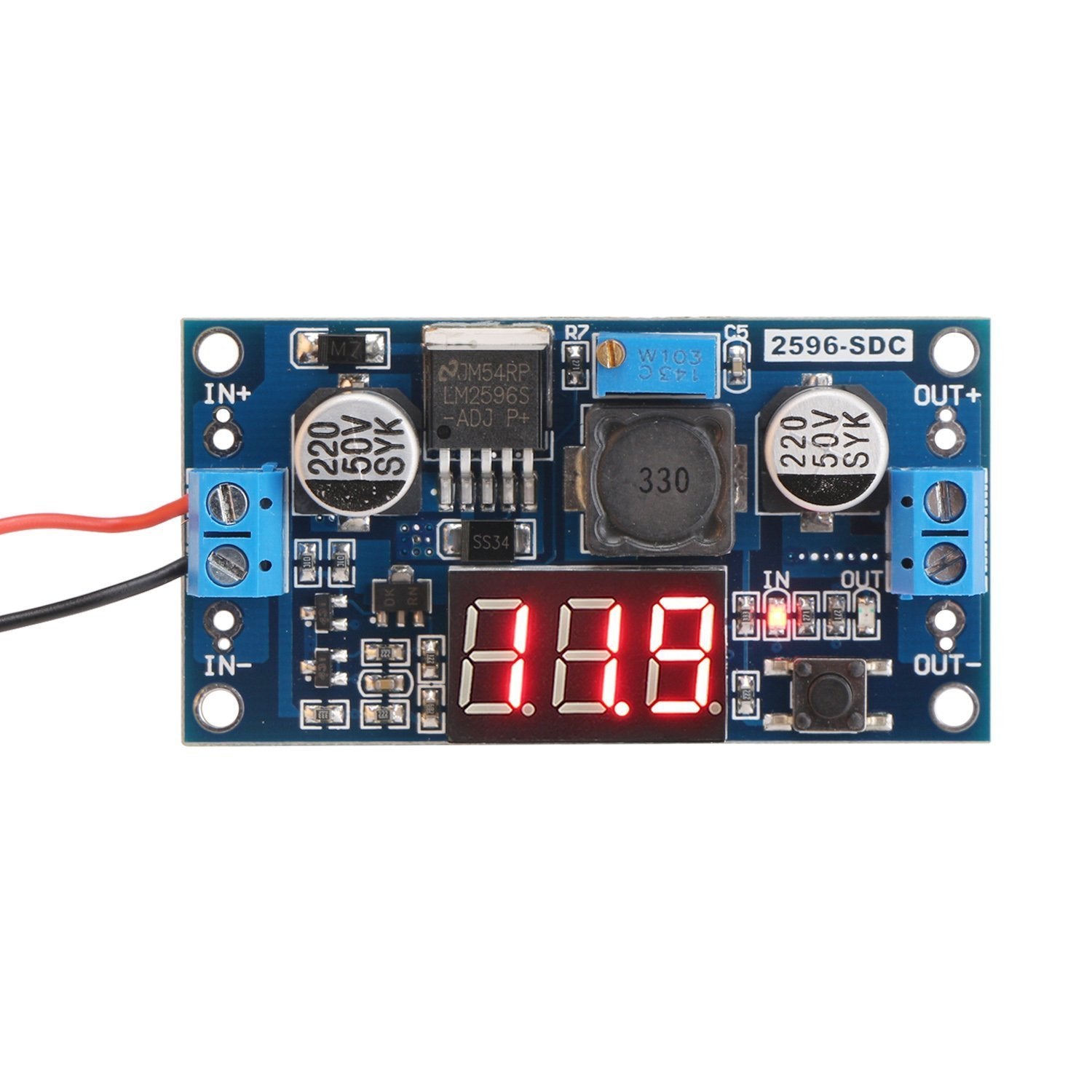 LM2596 DC-DC 4V-40V In / 1.3V to 35V Out 3A Buck Step Down Voltage Converter Module with Voltmeter - Envistia Mall
