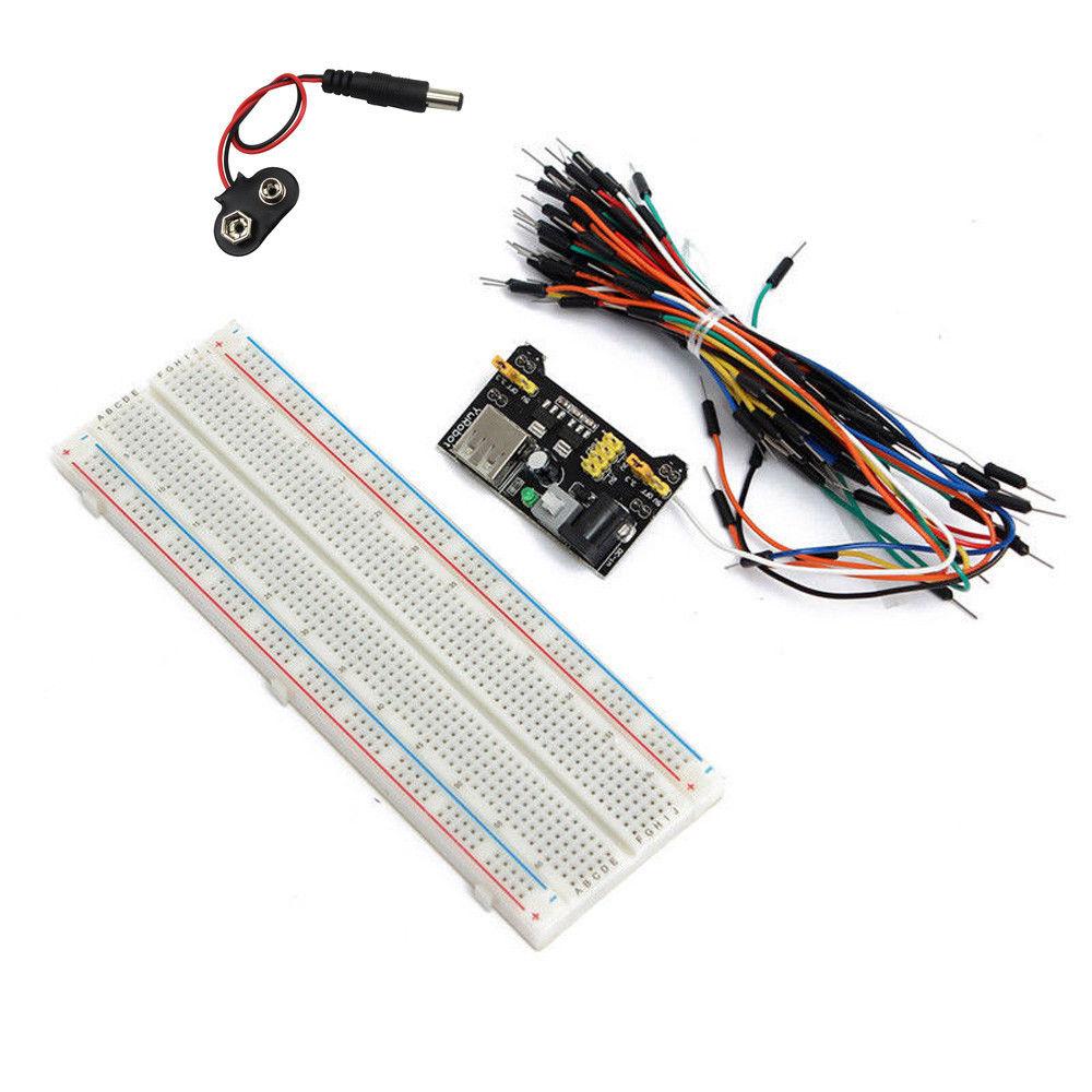 MB-102 830 Point Breadboard + 3.3V 5V Power Supply + 65 Jumpers + Battery Cable - Envistia Mall