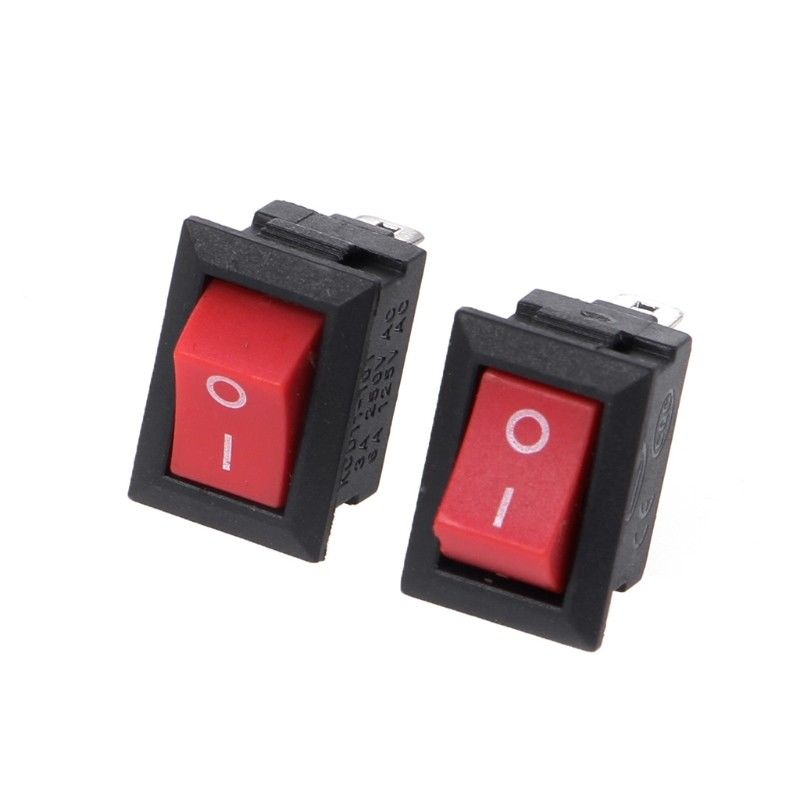 Mini Rocker Switch 2 PIN ON-OFF SPST 125VAC/6A 250VAC/3A Red KCD117S ...