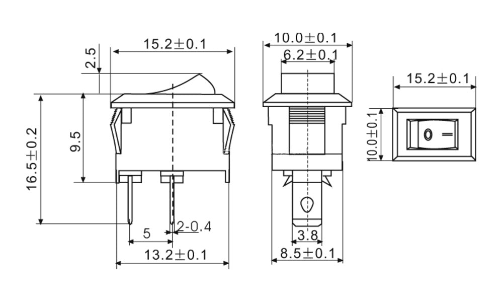 Mini Rocker Switch 2 PIN ON-OFF SPST 125VAC/6A 250VAC/3A Red KCD117S 2X/5X/10X - Envistia Mall