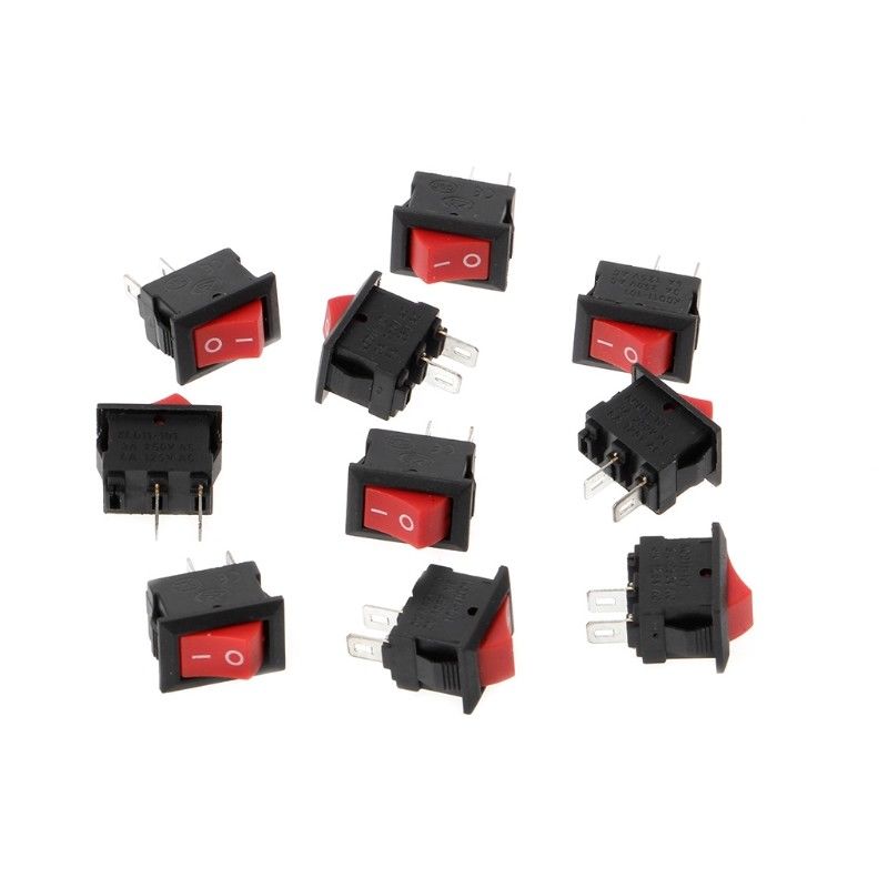 Envistia Red Mini Rocker Switch 2 PIN ON-OFF SPST 125VAC/6A 250VAC/3A KCD117S 2X/5X/10X