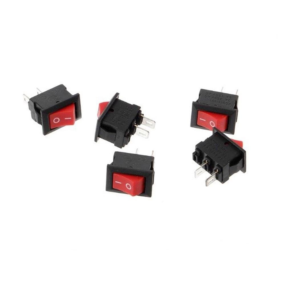 Envistia Red Mini Rocker Switch 2 PIN ON-OFF SPST 125VAC/6A 250VAC/3A KCD117S 2X/5X/10X