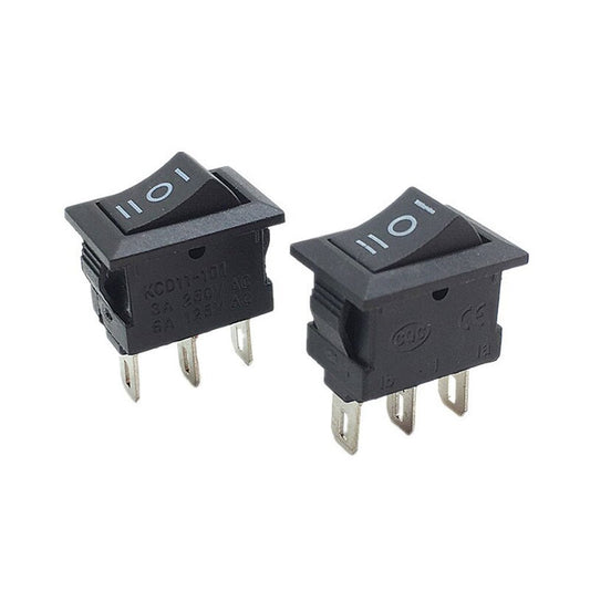 Mini Rocker Switch 3 PIN ON-OFF-ON SPDT 125VAC/6A 250VAC/3A Black 10mmx15mm KCD11 2X/5X/10X - Envistia Mall