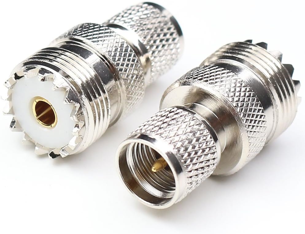 Mini UHF Male Plug (Mini PL259) to SO239 UHF Female Jack RF Adapter Barrel Connector - Envistia Mall