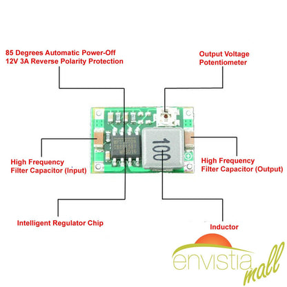 Mini360 Ultra-Small 1-17V Output DC-DC Step-Down Buck Converter Module RCs, Quadcopters, Drones, DIY - Envistia Mall