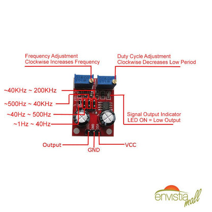 NE555 Duty Cycle Adjustable Pulse Frequency Square Wave Signal Generator Module - Envistia Mall