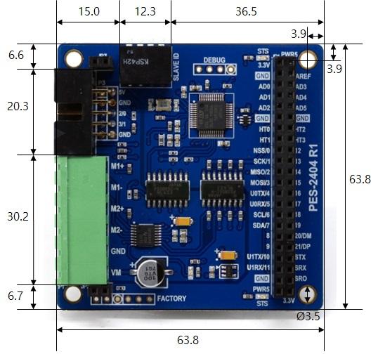 PES-2404 PHPoC DC Motor Controller Board for PHPoC Blue and Black Development Boards - Envistia Mall