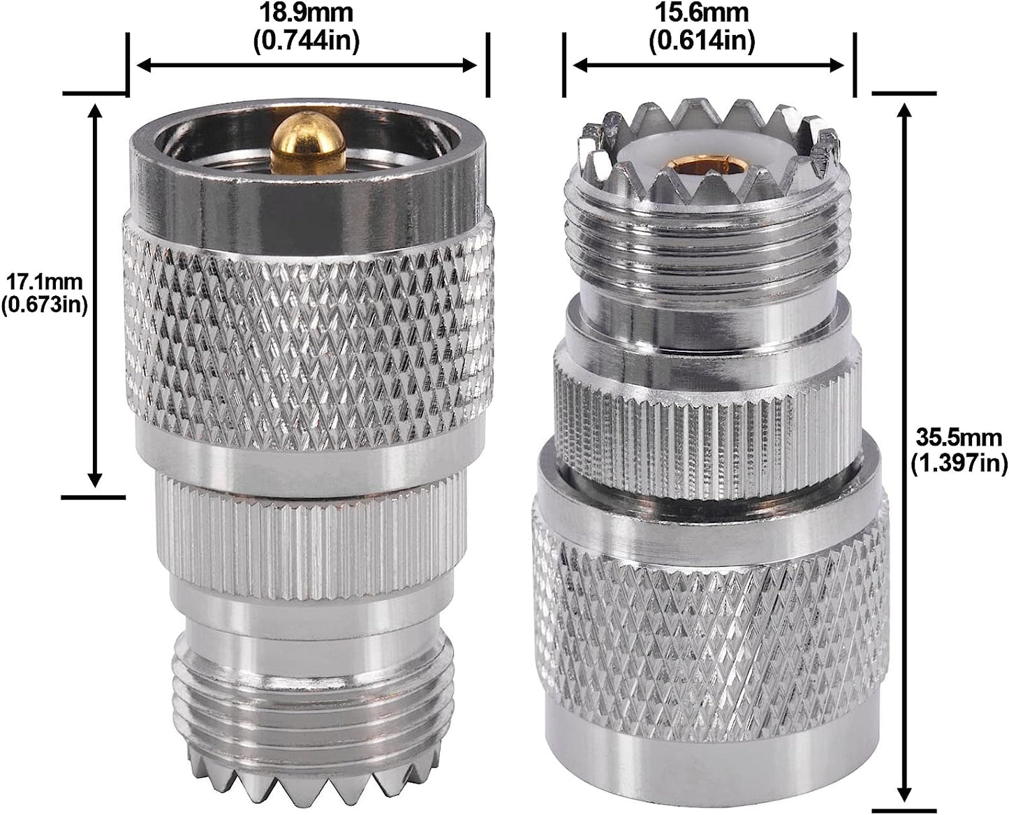 Envistia PL-259 UHF Male Plug to SO-239 UHF Female Jack Straight RF Adapter Connector