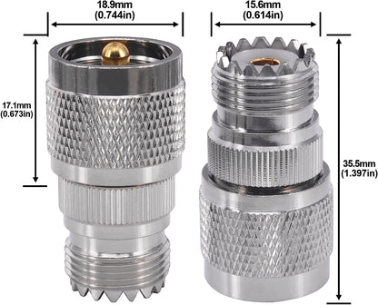 Envistia PL-259 UHF Male Plug to SO-239 UHF Female Jack Straight RF Adapter Connector