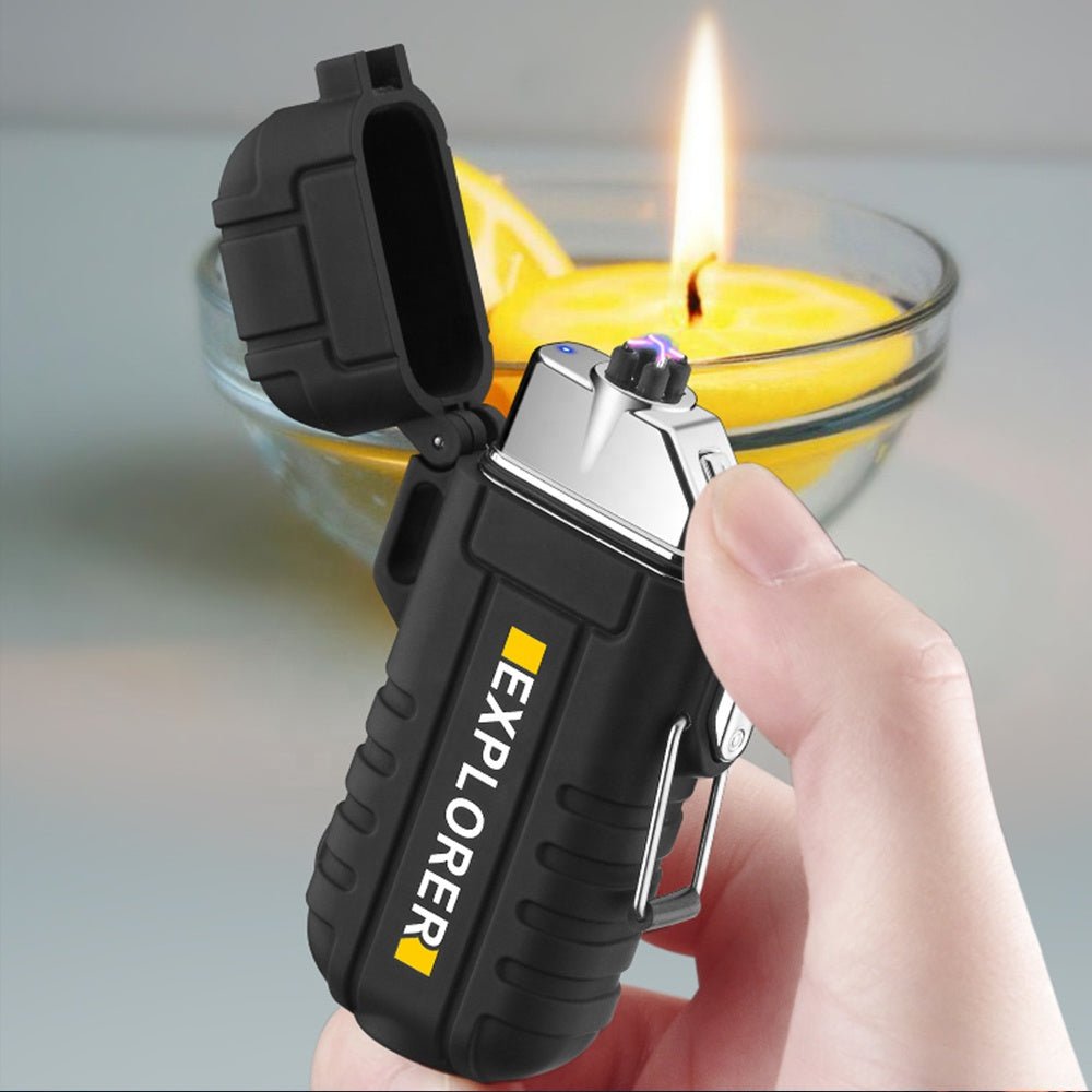 Plasma Electric USB Rechargeable Flameless Lighter Waterproof Windproof Dual Arc with Flashlight from Radion Lighters