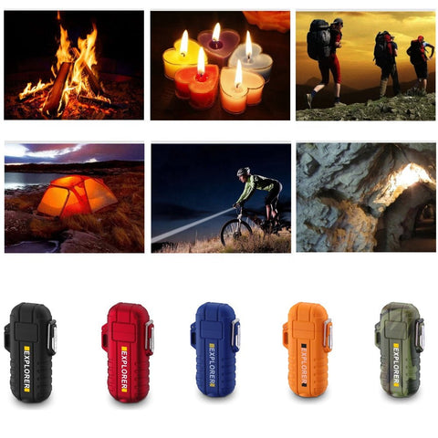 Dual Arc Plasma Lighter with Battery Indicator and Stylish Box, Windproof  Rechargeable Flameless Electric Lighter with for Fire Outdoors Adventure  Camping Hiking