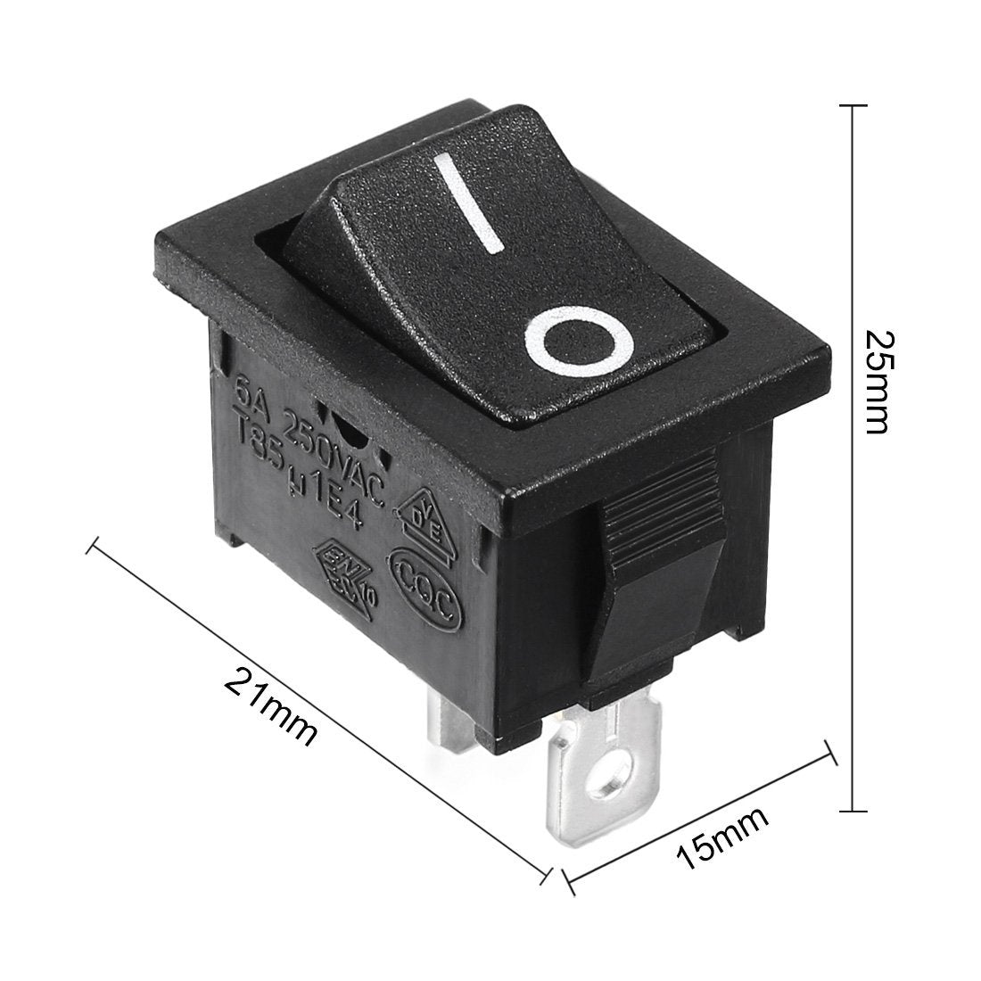 Envistia Black Rocker Switch 2 PIN ON-OFF SPST 125VAC/10A 250VAC/6A 21x15mm KCD1-101 2X/5X/10X