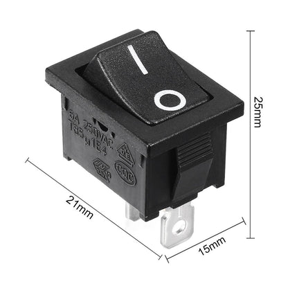 Envistia Black Rocker Switch 2 PIN ON-OFF SPST 125VAC/10A 250VAC/6A 21x15mm KCD1-101 2X/5X/10X