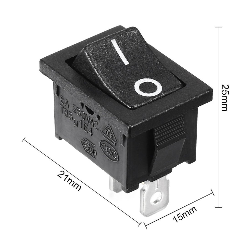 Rocker Switch 2 PIN SPST 125VAC/10A 250VAC/6A 21x15mm Black KCD1-101 ...