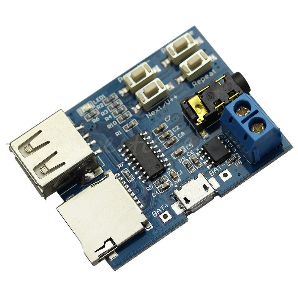 USB Flash Drive Micro SD TF Card MP3 Player Board Module w/ Switches & 2W Amplifier | Envistia Mall