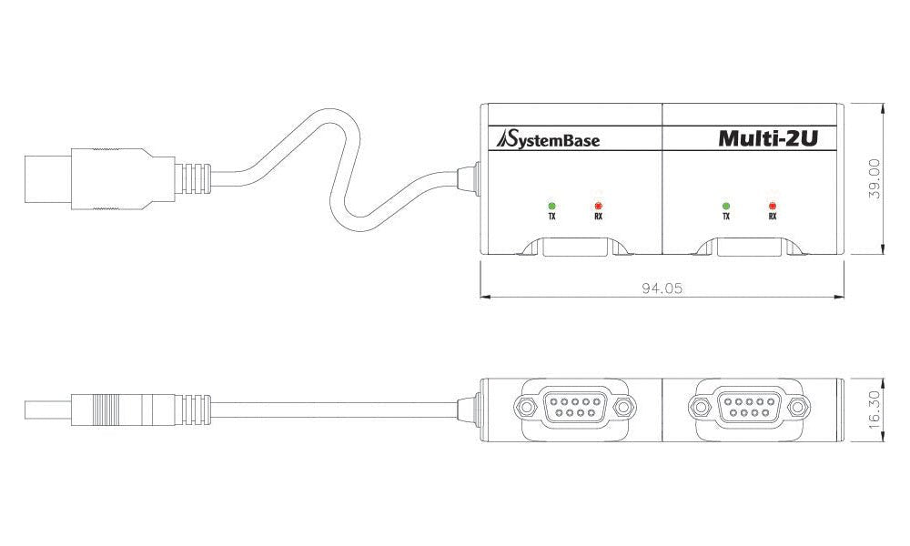 USB to RS-422/485 2-Port DB9 Serial Adapter/Converter Systembase Multi-2/USB Combo - Envistia Mall