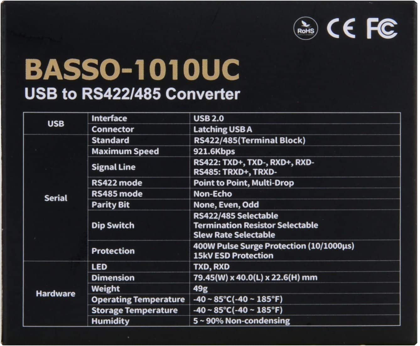 USB to Serial RS422/485 Converter Adapter - Systembase BASSO-1010UC - Envistia Mall