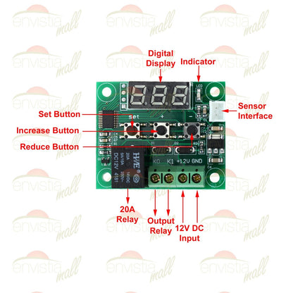 W1209 12V -50°C to 110°C Digital Thermostat Temperature Control Switch Sensor Module - Envistia Mall