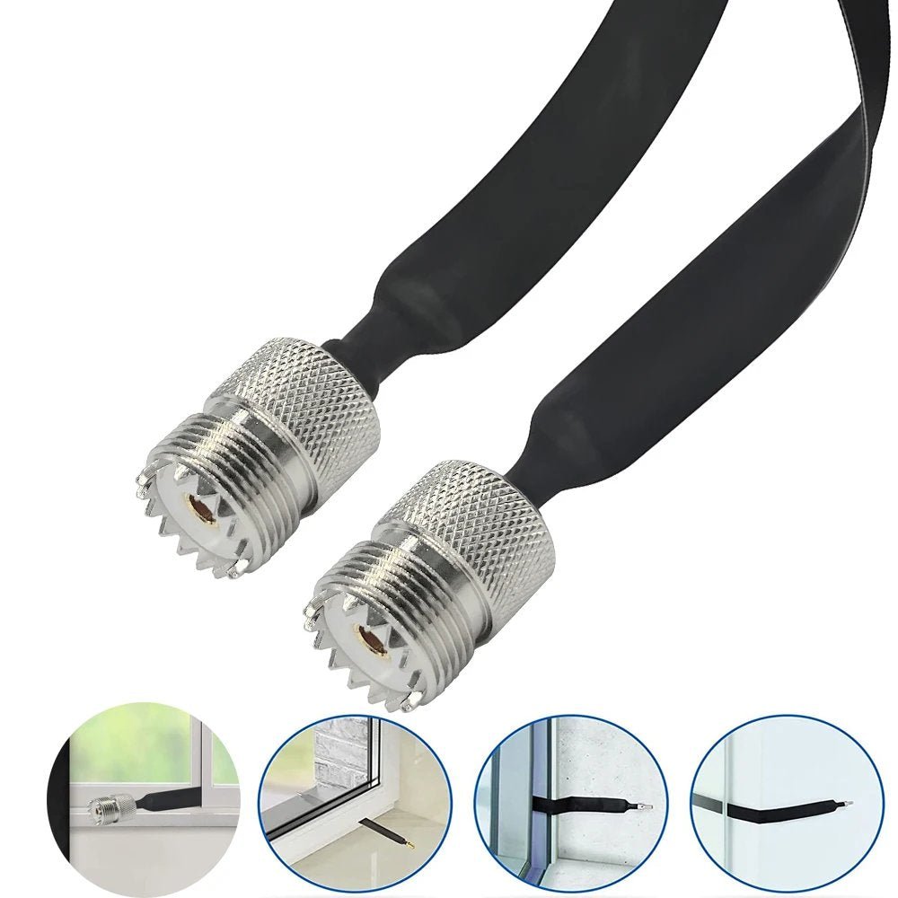 Window/Door Pass Through Flat RF Coaxial Cable SO239 UHF Female to UHF Female 12 Inch 50 Ohm - Envistia Mall